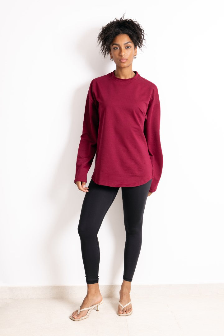 Coreline Long Sleeves Tee- Maroon