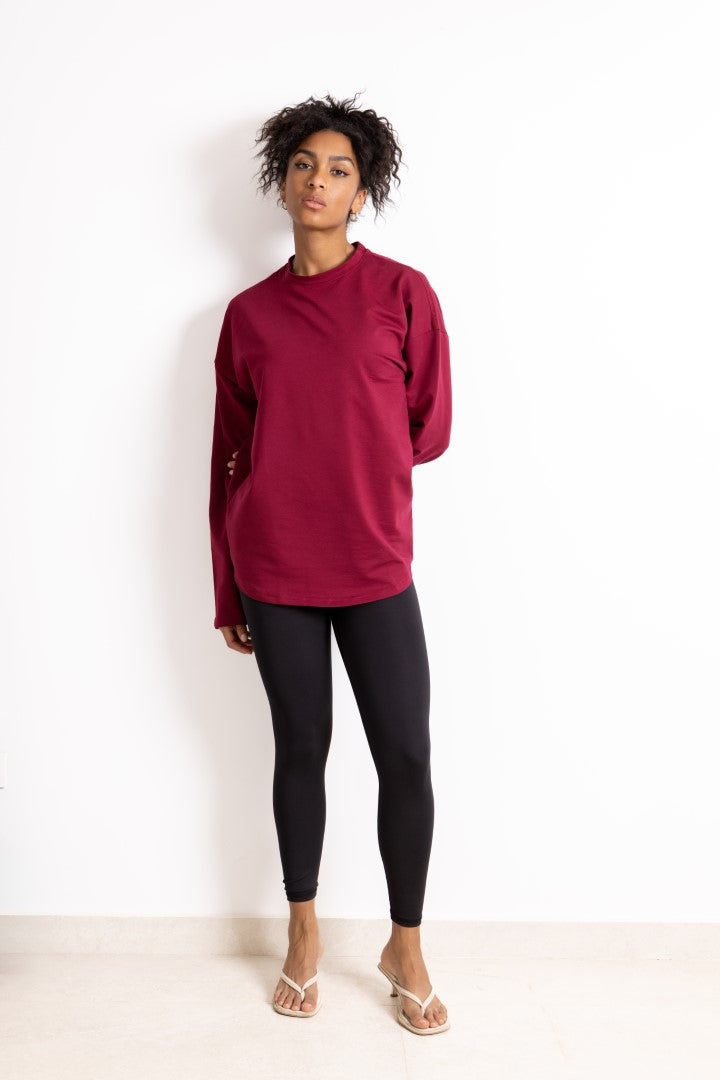 Coreline Long Sleeves Tee- Maroon