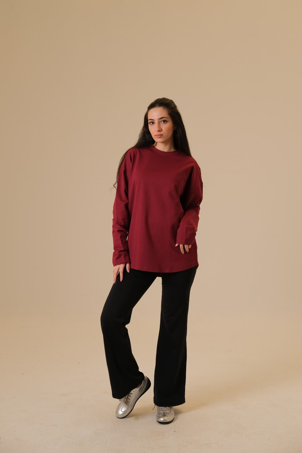 Coreline Long Sleeves Tee- Maroon