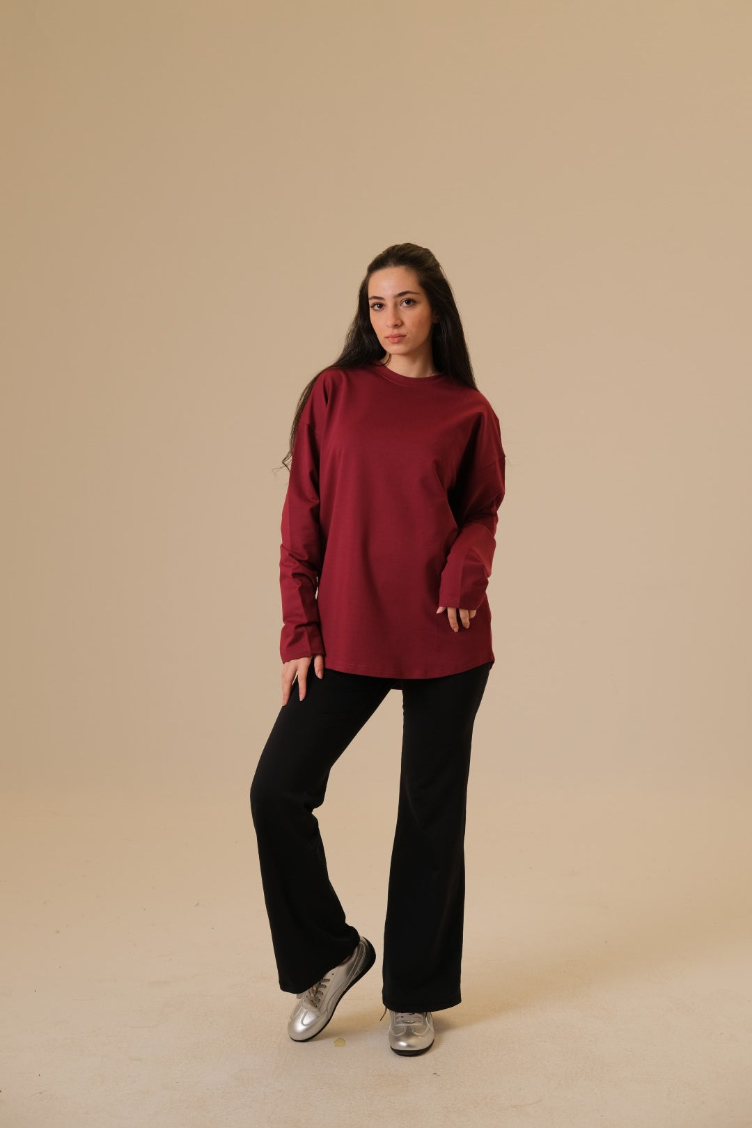 Coreline Long Sleeves Tee- Maroon