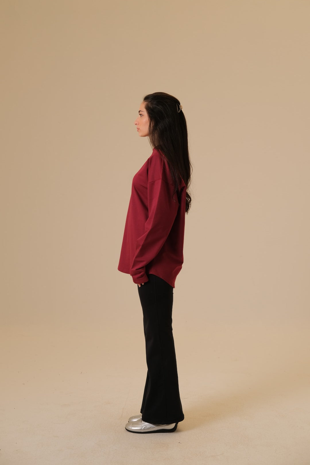 Coreline Long Sleeves Tee- Maroon