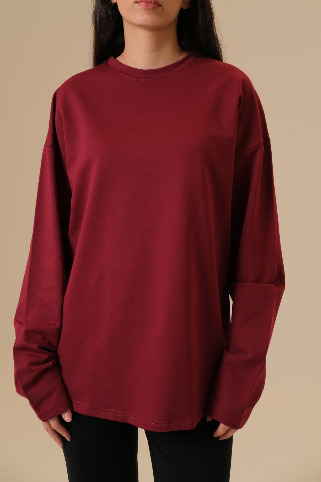 Coreline Long Sleeves Tee- Maroon