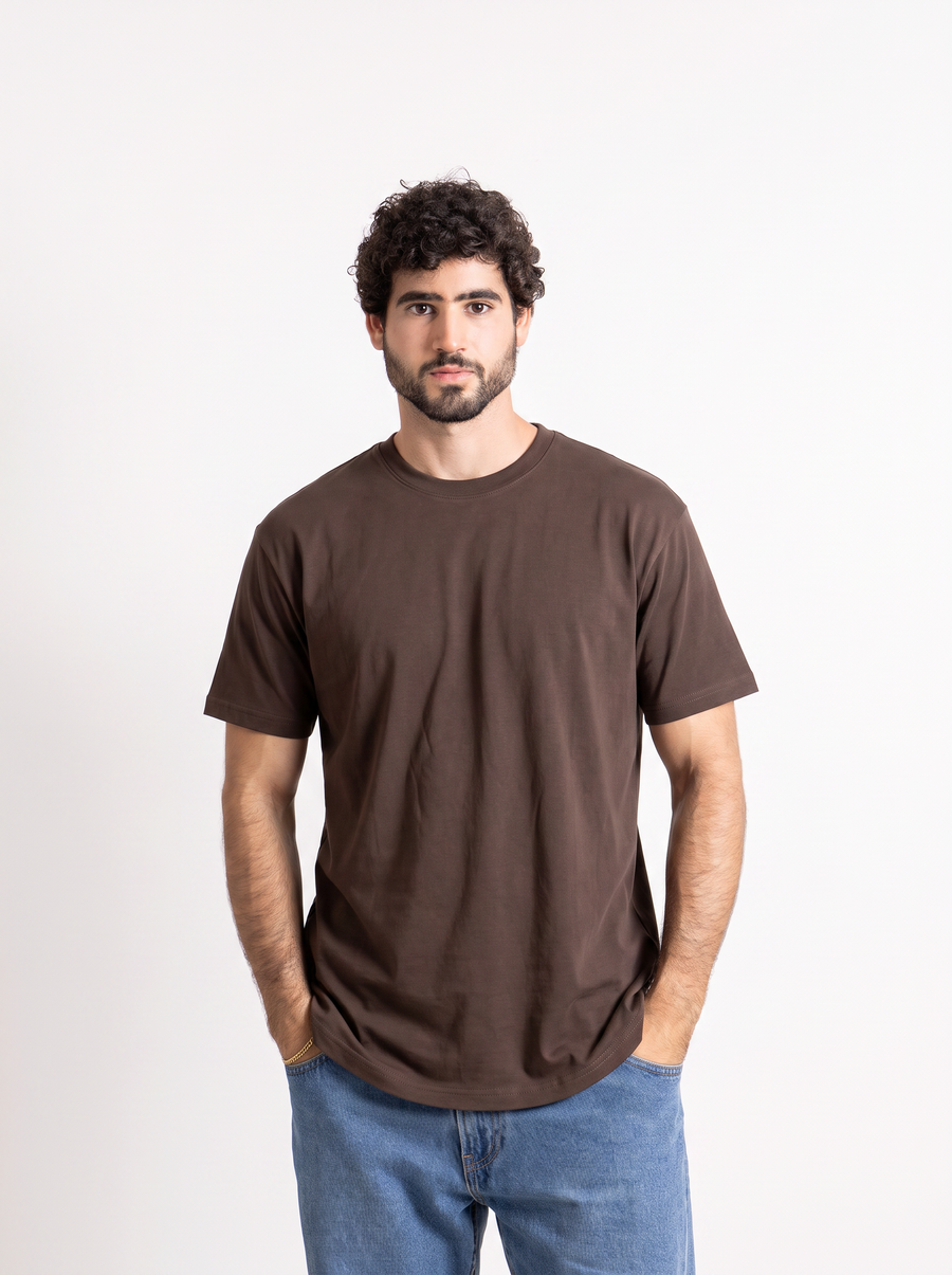 Coreline Half Sleeves Tee - Brown, front fit