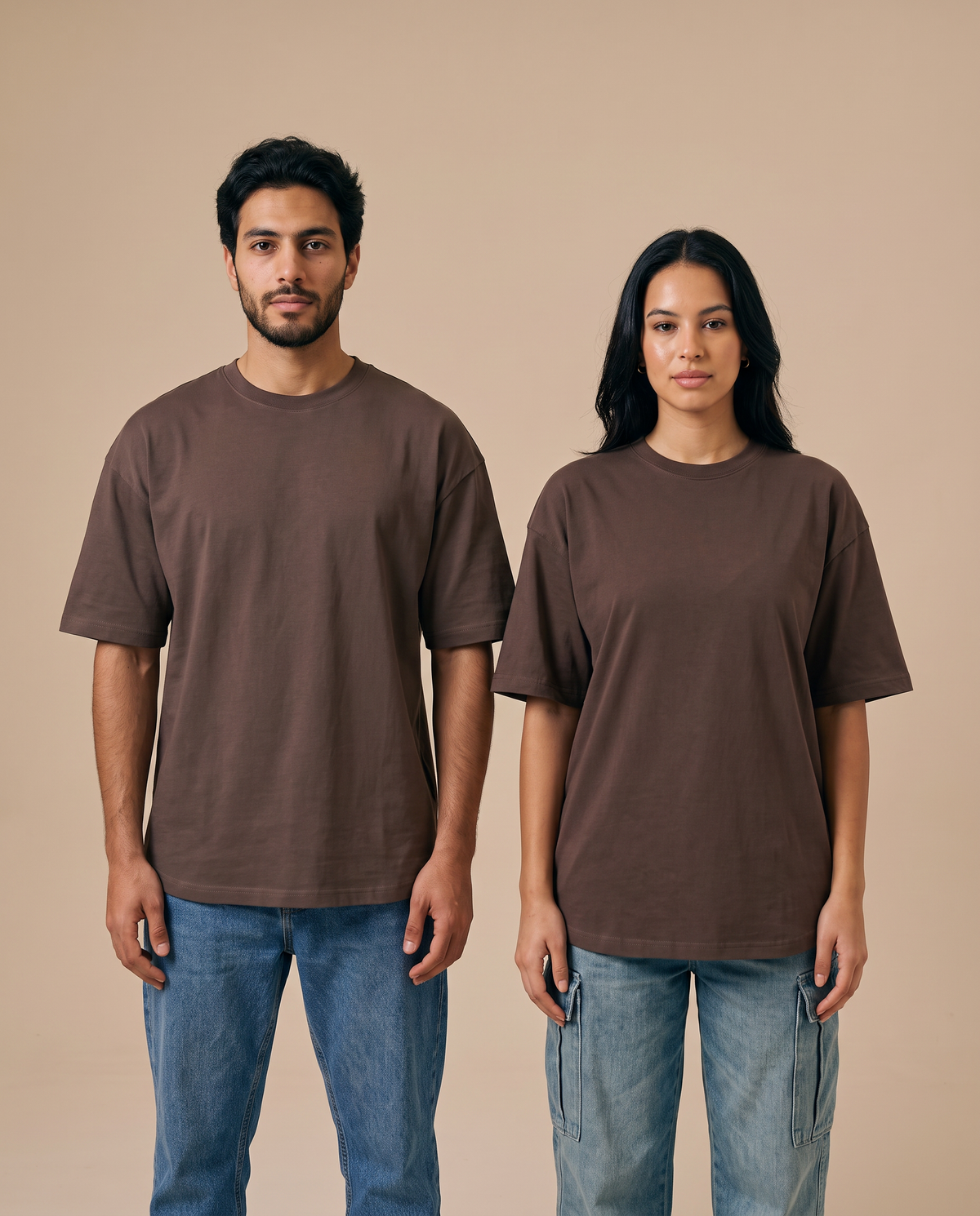 Coreline Half Sleeves Tee - Brown, duo cover