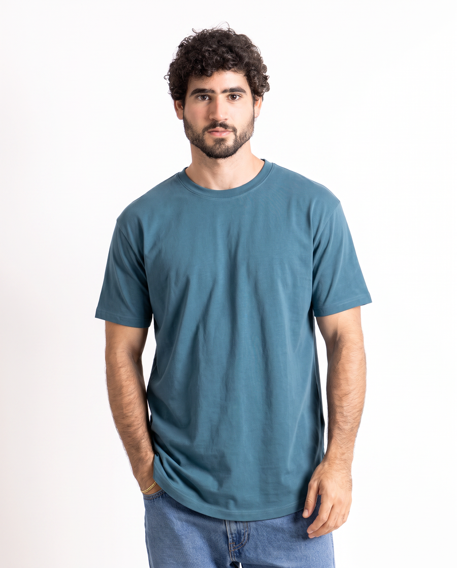 Coreline Half Sleeves Tee - Soft Teal, front fit