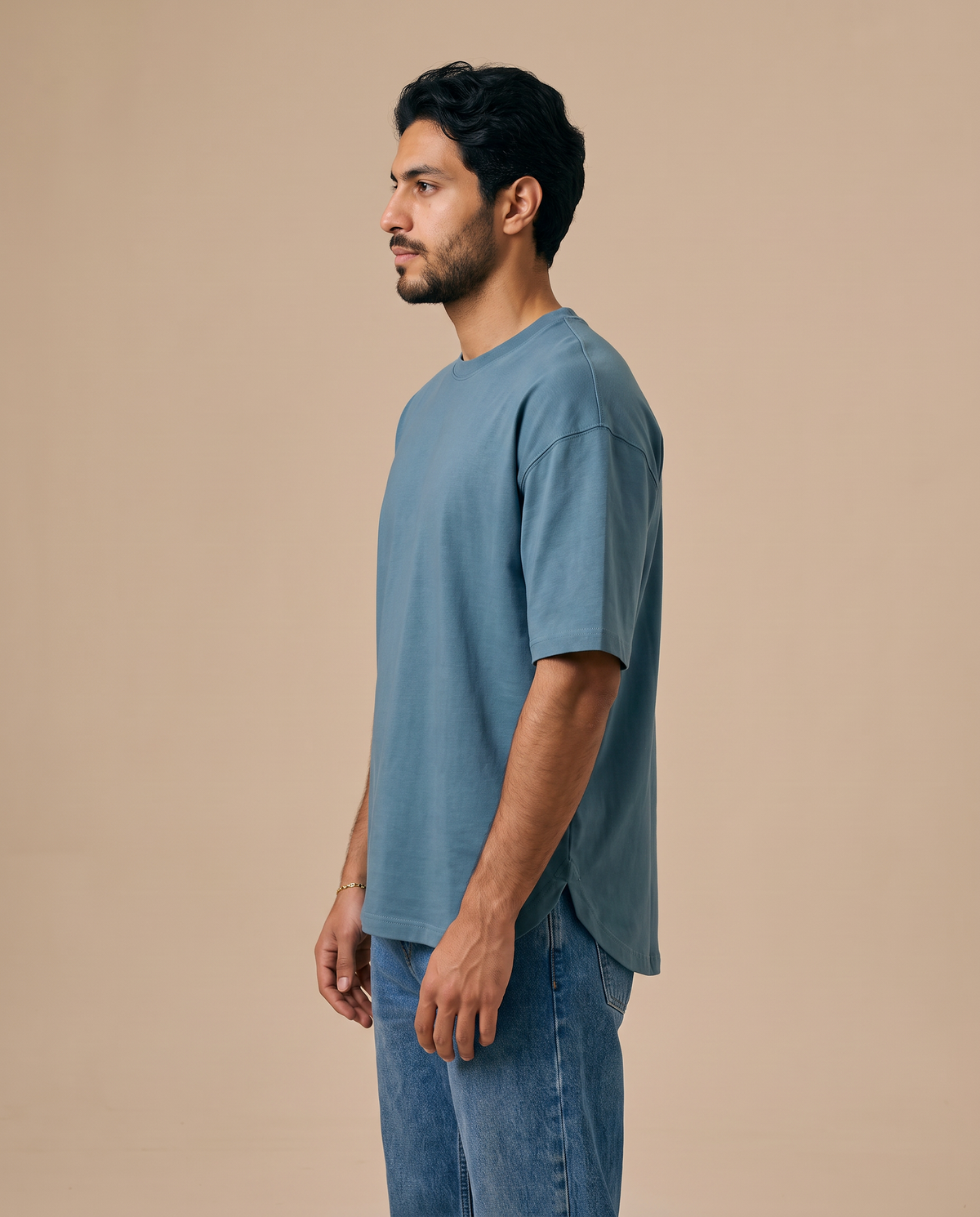 Coreline Half Sleeves Tee - Soft Teal, male side view