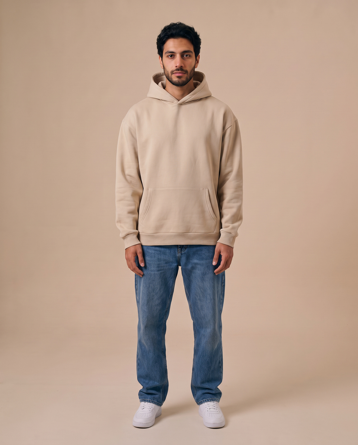 Sand Beige Hoodie - look 1
