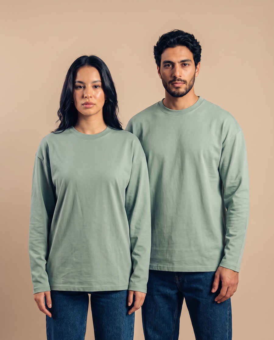 Mint Green Long Sleeves Tee - duo