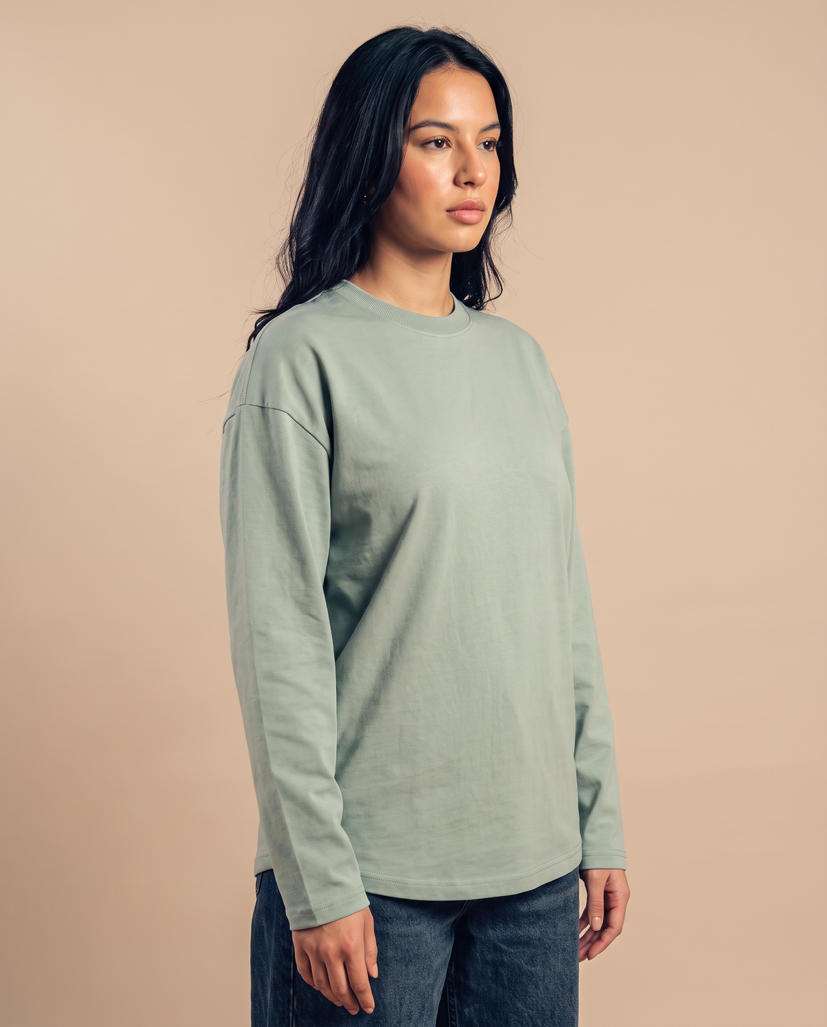 Mint Green Long Sleeves Tee - female front