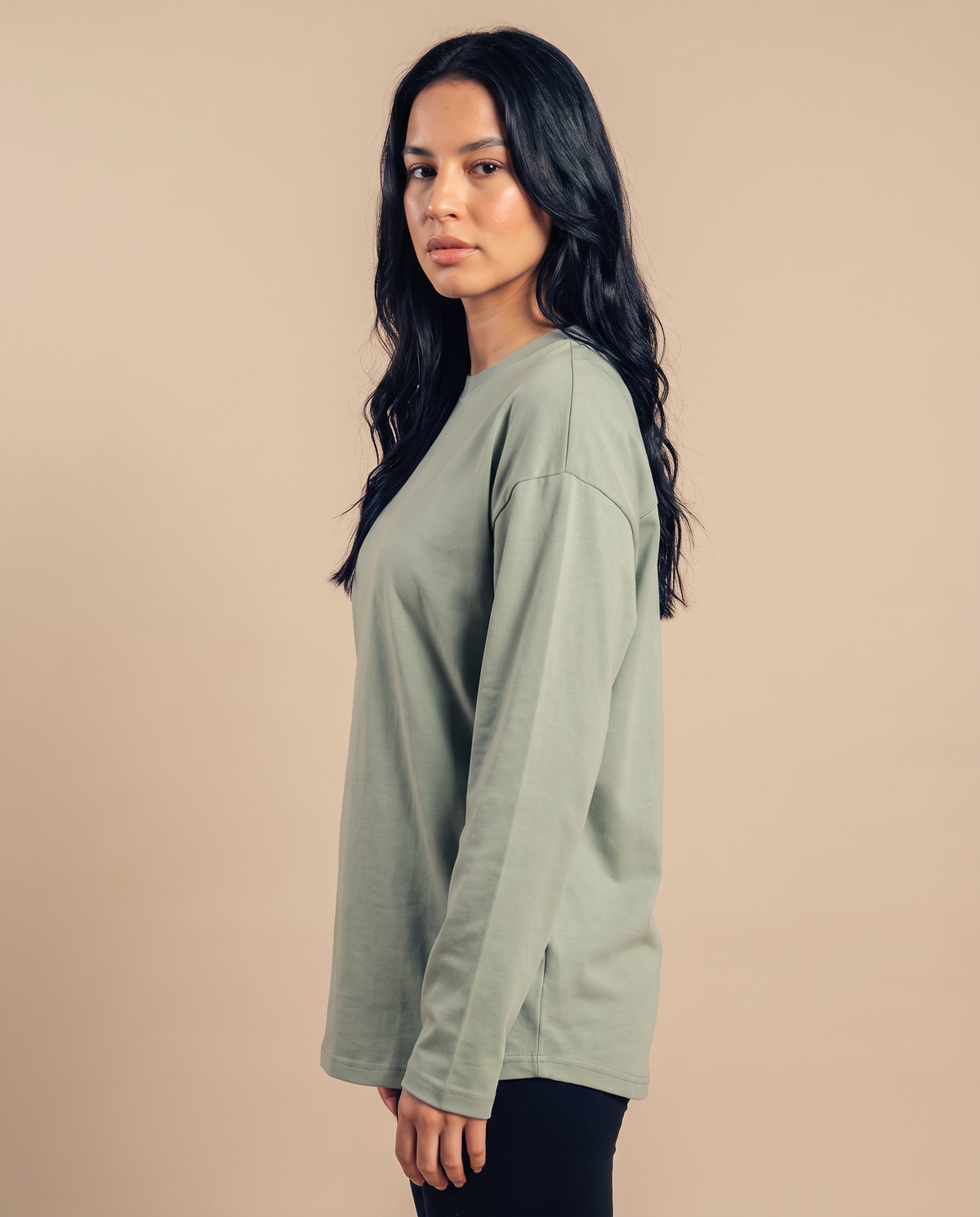 Mint Green Long Sleeves Tee - female side