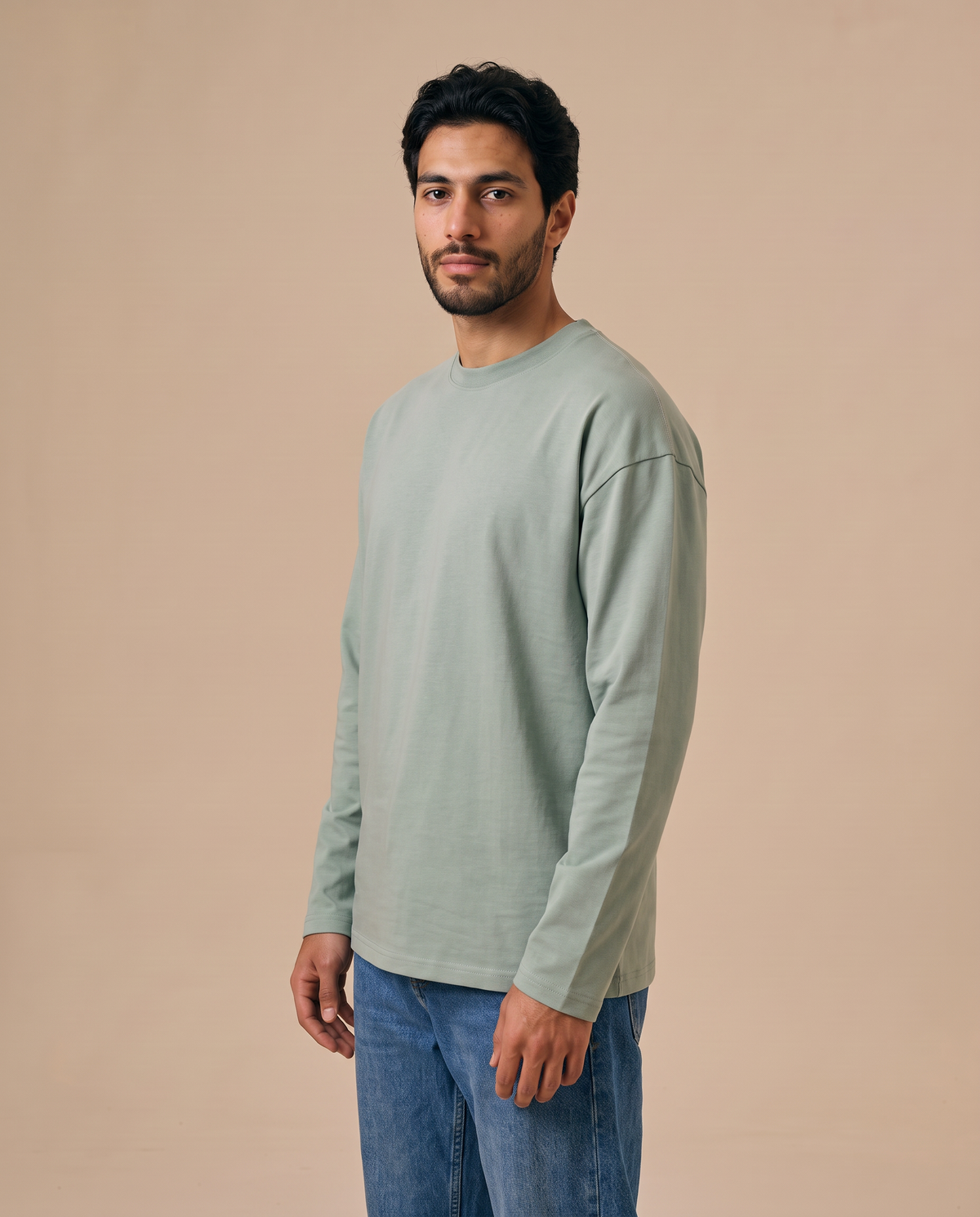 Mint Green Long Sleeves Tee - male front