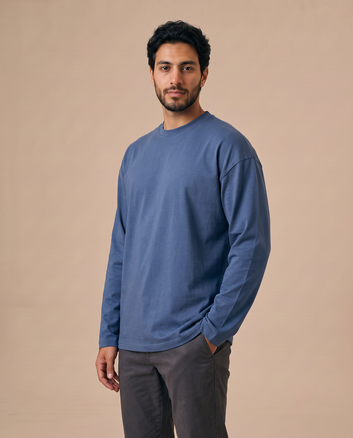 Petroleum Blue Long Sleeves Tee - male 2
