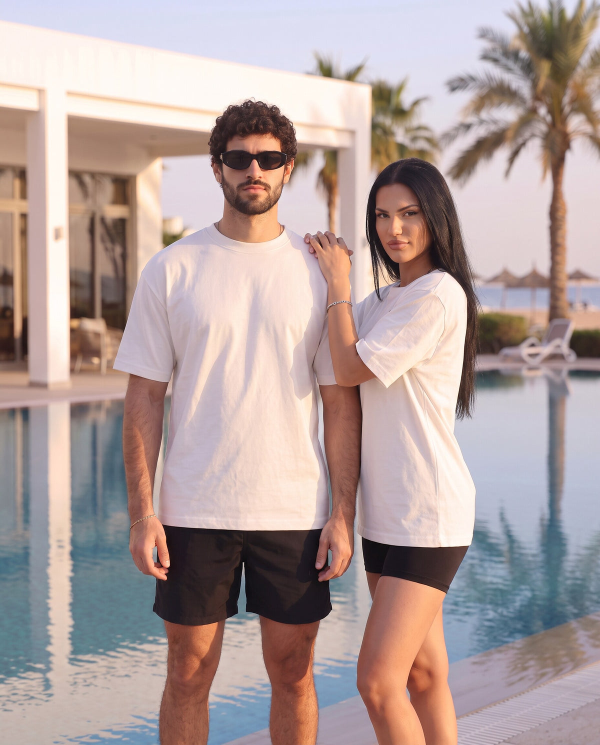 Shroom Tide Tee — front view by the pool