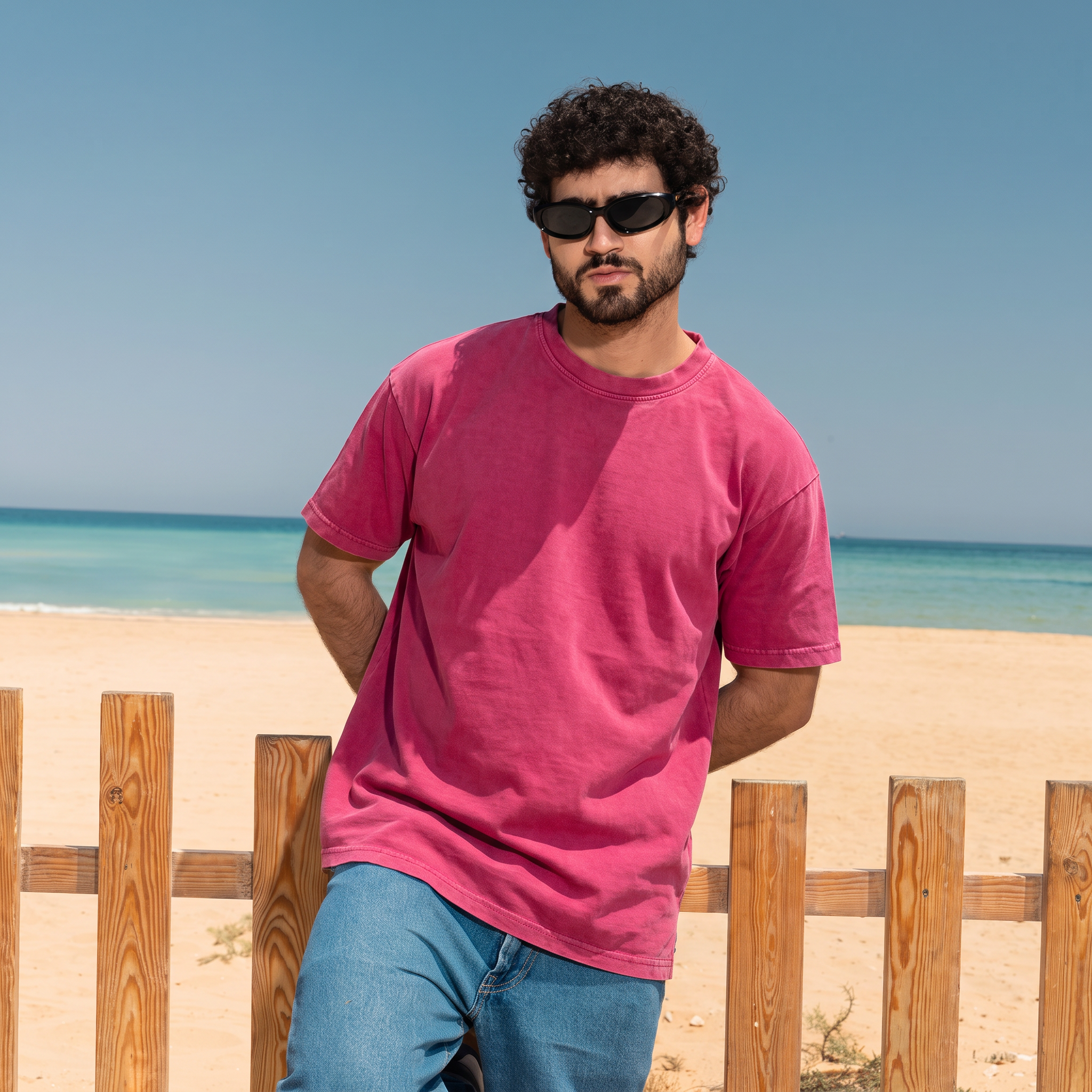 Washed Tee - Red, front fit