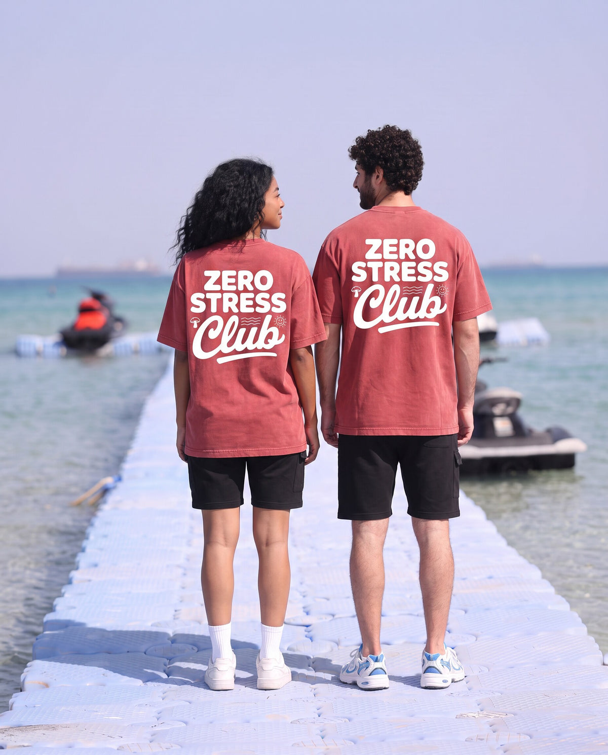 ZERO STRESS DAY Tee — back print on models